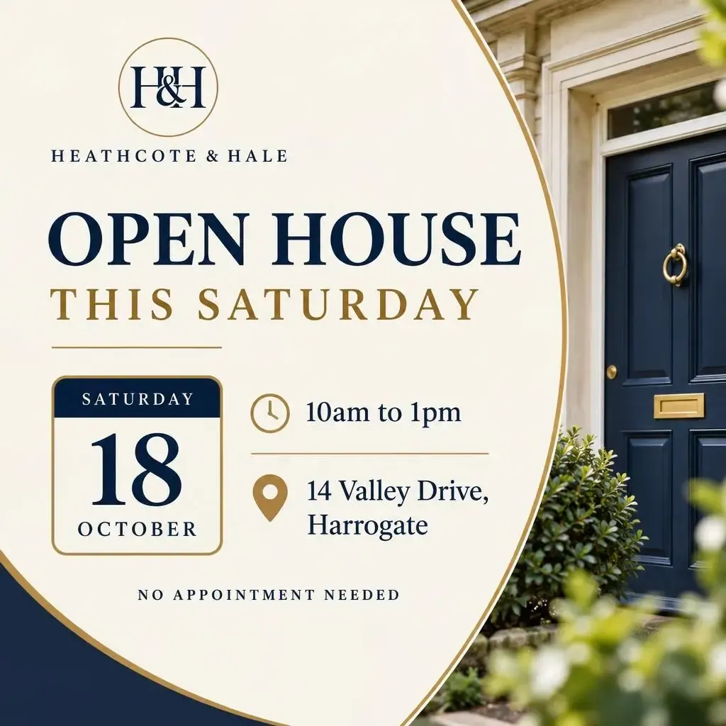 An Open house this Saturday card with a calendar tile for 18 October, 10am to 1pm, and the Valley Drive address